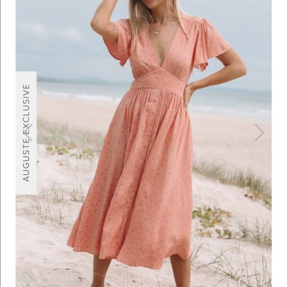 AUGUSTE THE LABEL Jasmine Floral Tie Back Midi Dress - Picture 3 of 14